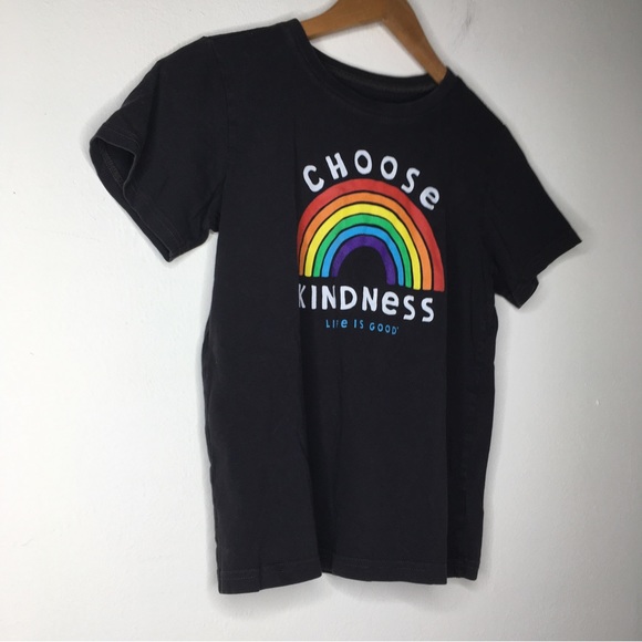 Life Is Good Kids Choose Kindness Rainbow Black T-Shirt XL - Picture 4 of 7